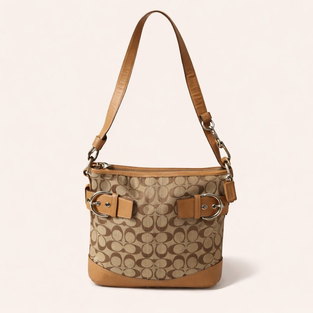 Coach Soho Buckle Signature Shoulder Bag Golden Khaki Y2K
